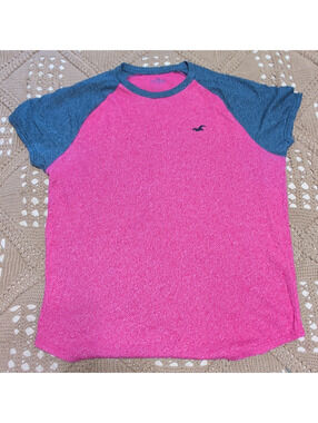 Hollister Men's Raglan Colorblock Crew Neck Logo Tee Lightweight Size S